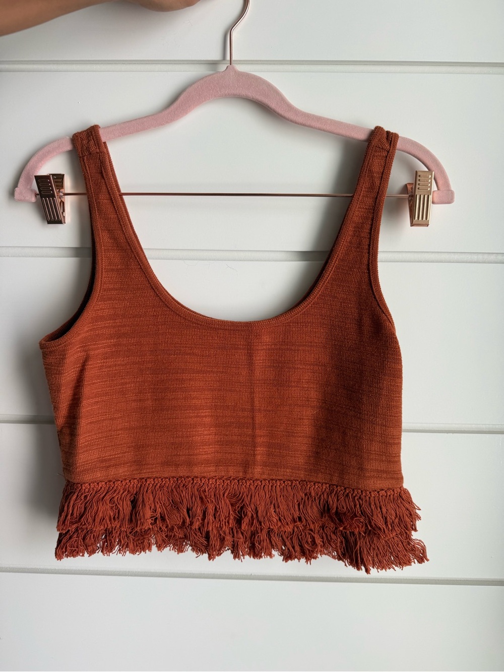 SAYLOR Rust Fringe Midi Skirt